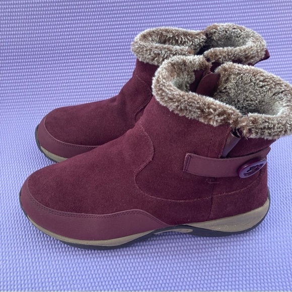 Easy Spirit Excel Cold Weather BOOTIES. Water Resistant Mauve Suede Zip Up 9.5ww - Picture 2 of 9